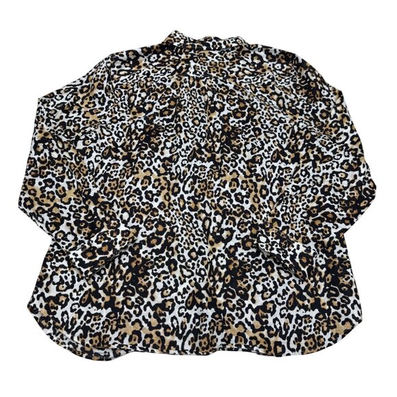 Talbots Women's Classic Cotton Shirt Leopard Print Casual LS Button-Up, Sz XL - Picture 2 of 8